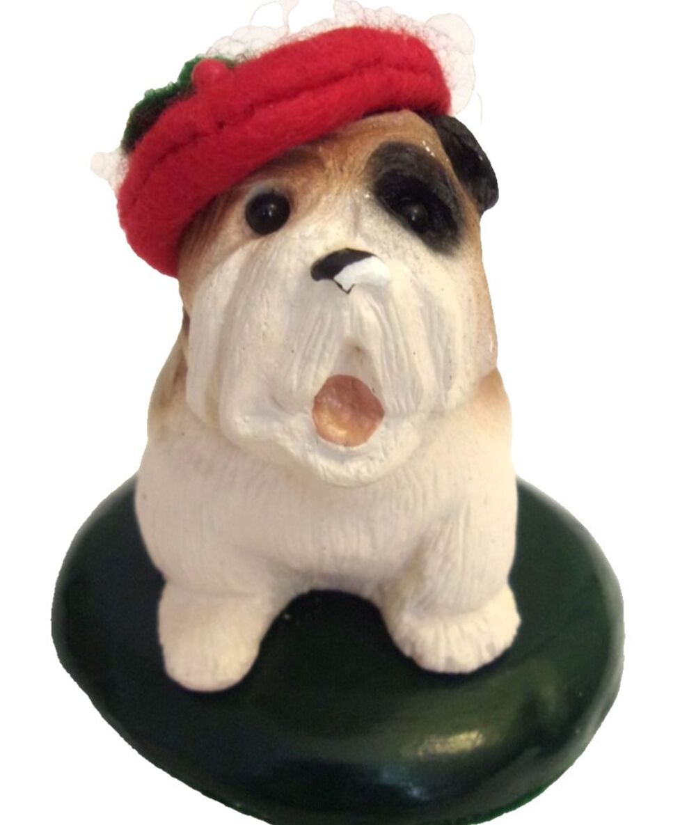 Byers' Choice Caroler  Bulldog Red Beret Holly Berry 1999 Vintage